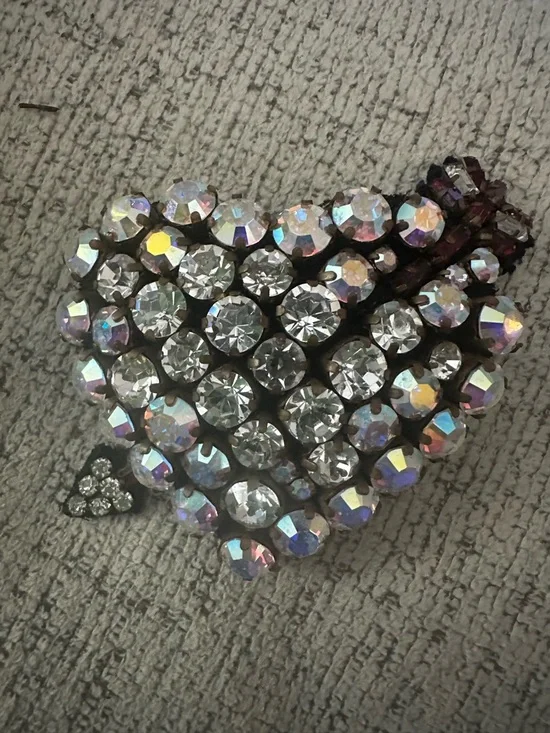 Designer Shoe Charms Heart Crystal Heart Rhinestone Charm - Iridescent and Clear - Picture 4 of 7